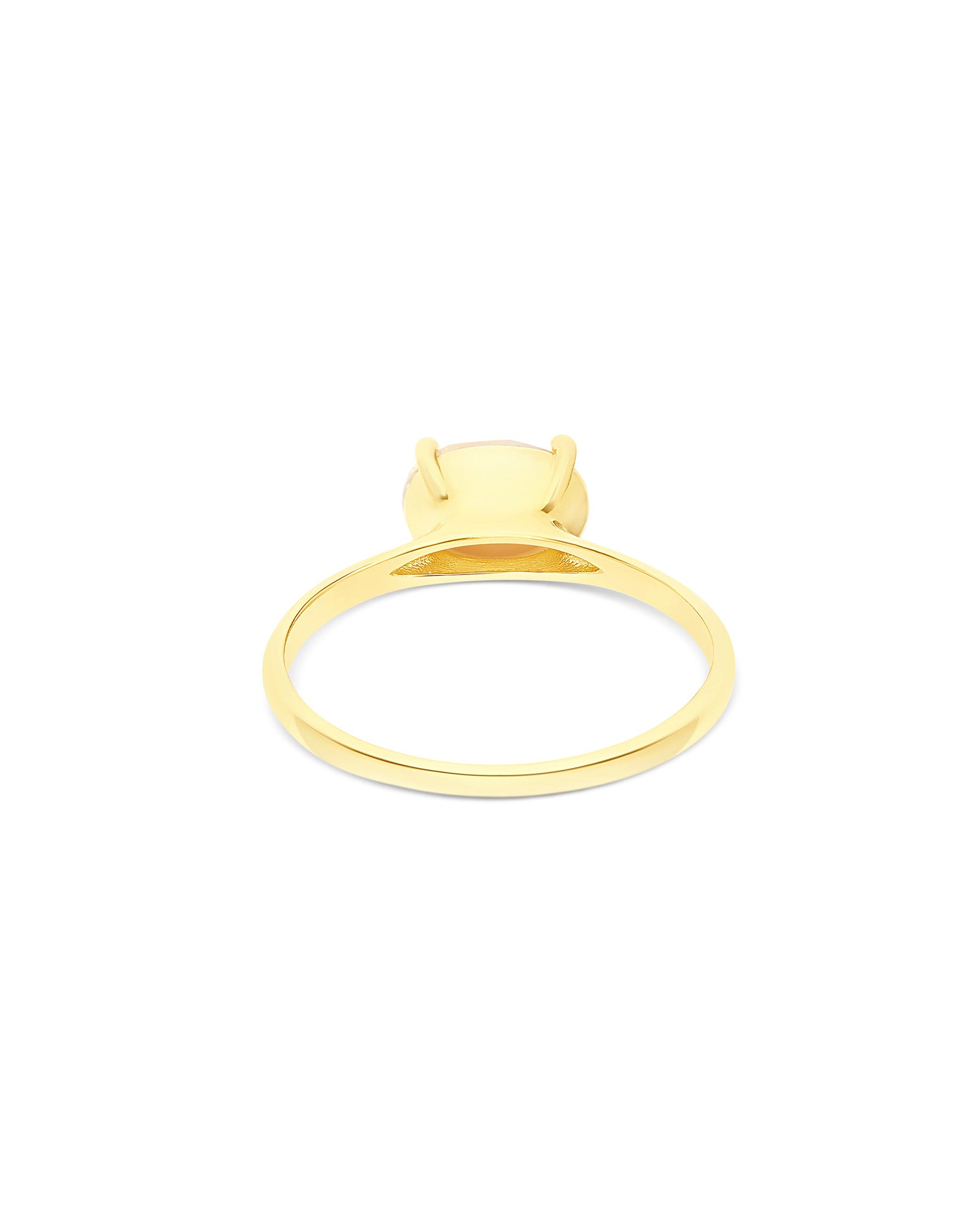 "Ipanema Duna" ring in polished gold, with doublet in rutilated quartz and mother-of-pearl (small)