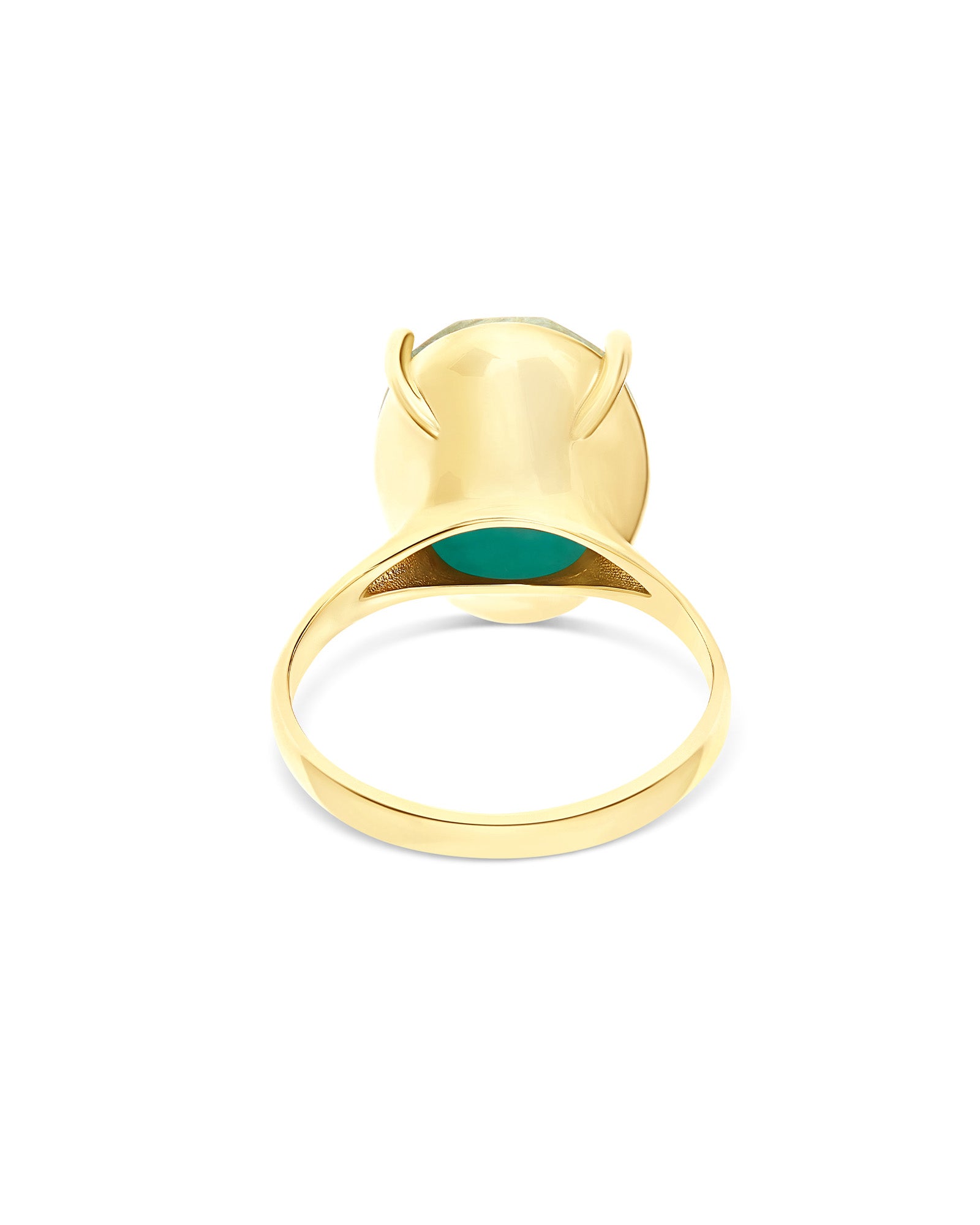 "Ipanema Maré" ring in polished gold, with doublet in rutilated quartz, mother-of-pearl and amazonite (large)