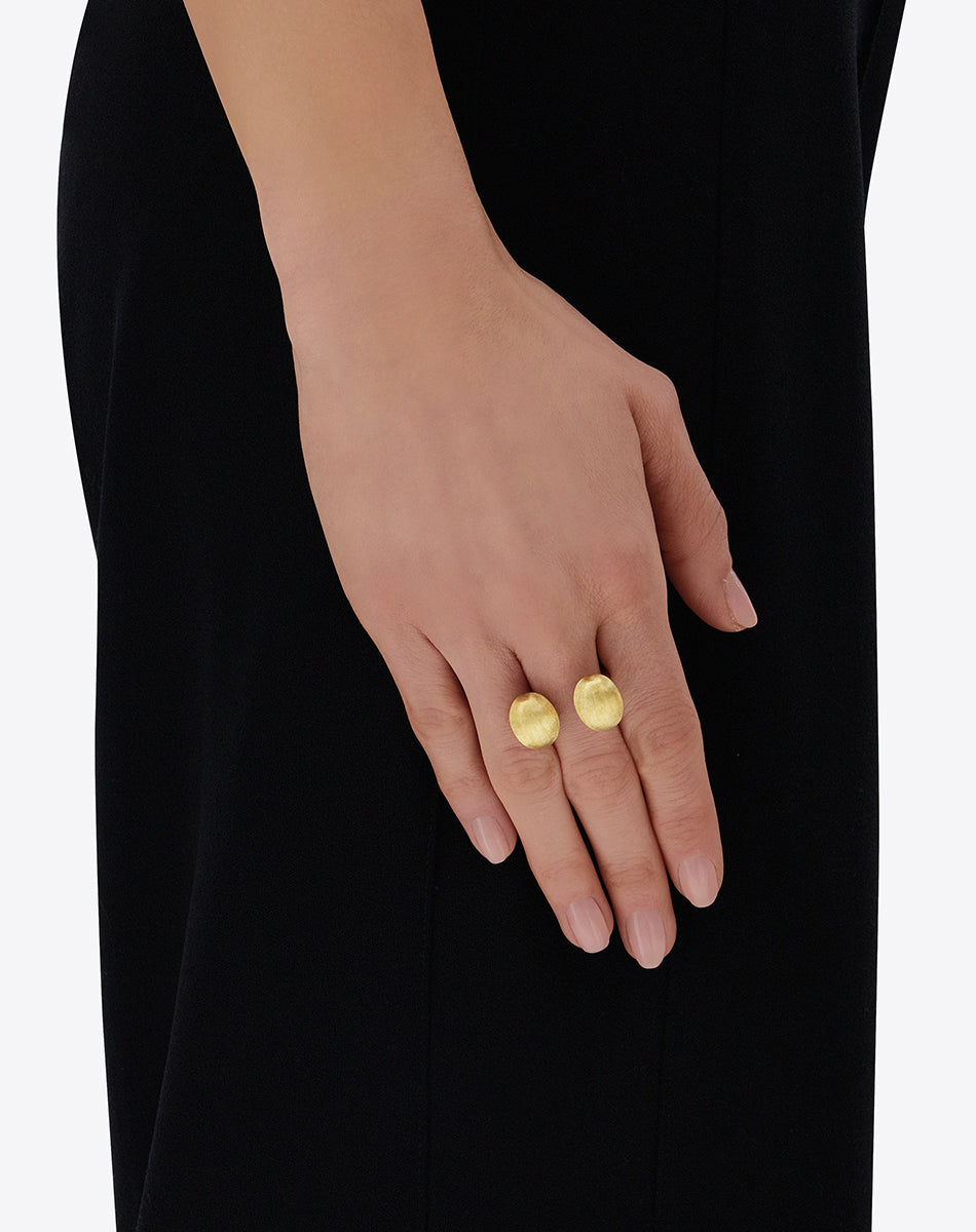 "Bubble" Statement Ring with two gold boules