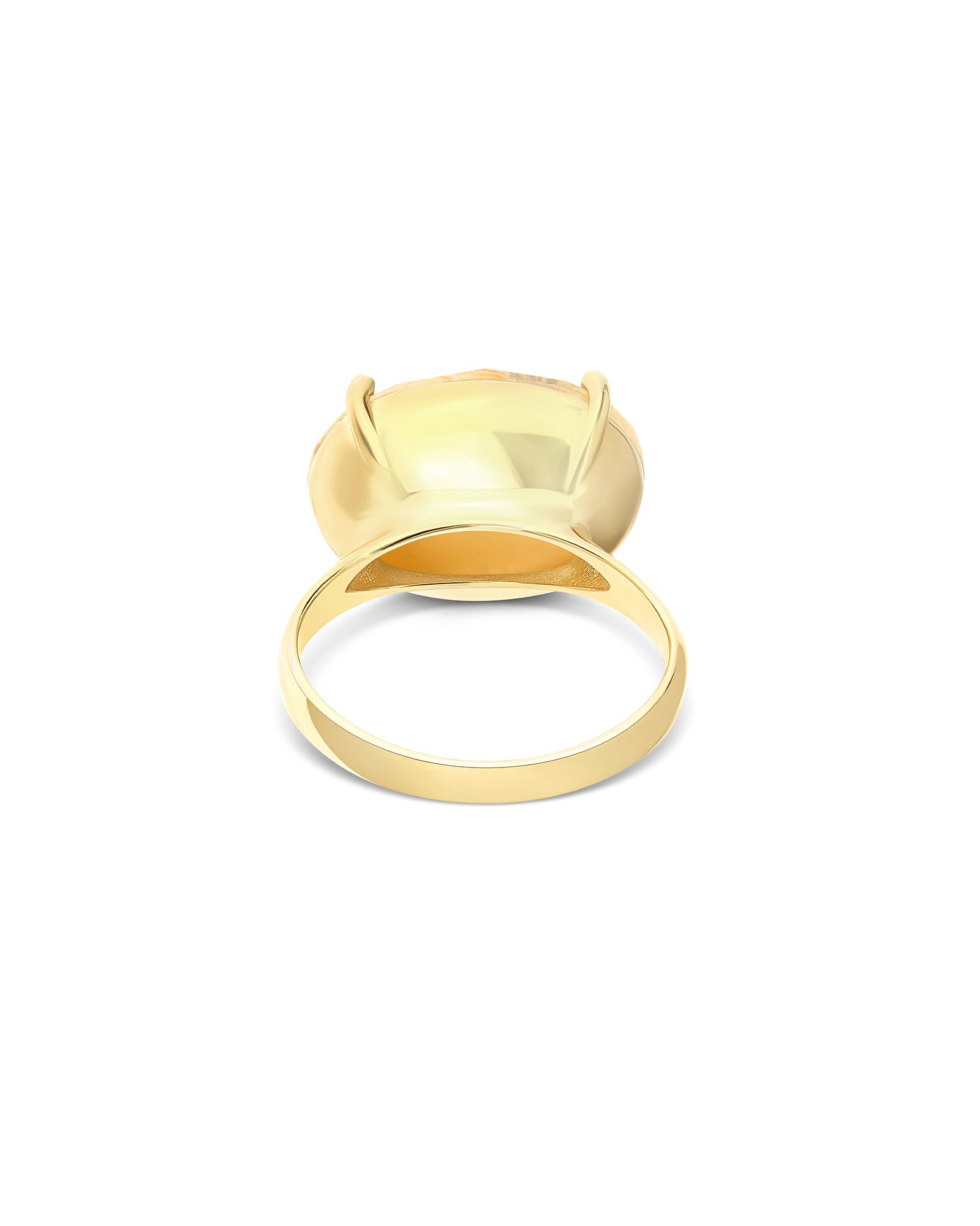 "Ipanema Duna" ring in polished gold, with doublet in rutilated quartz and mother-of-pearl (large)