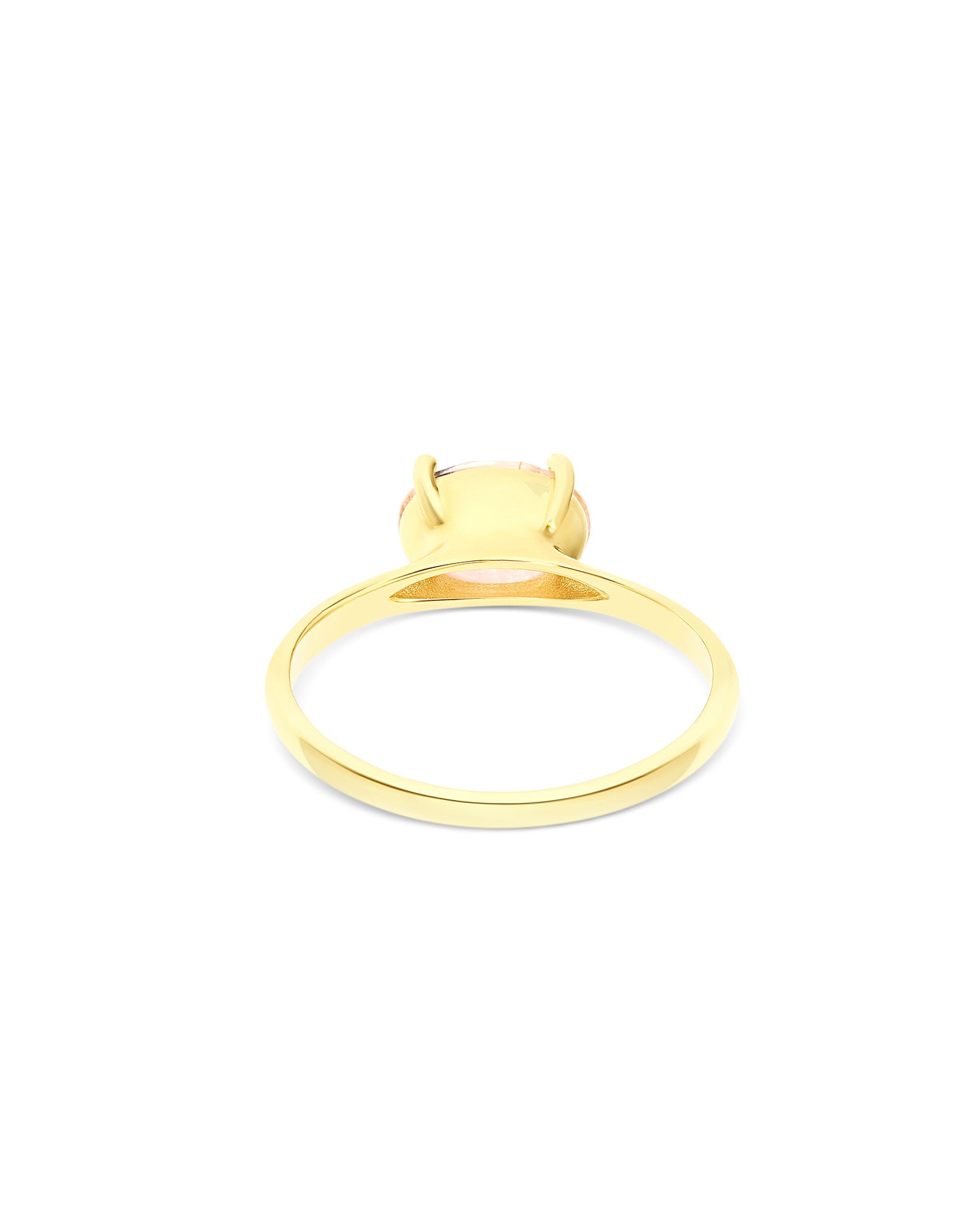 "Ipanema Sol" ring in polished gold, with doublet in rutilated quartz, mother-of-pearl and pink jade (small)