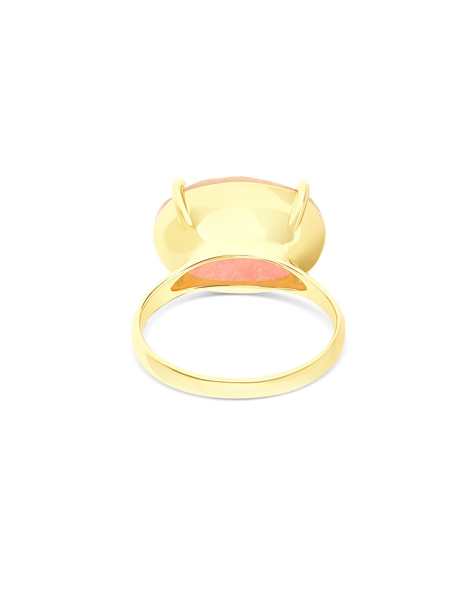 "Ipanema Sol" ring in polished gold, with doublet in rutilated quartz, mother-of-pearl and pink jade (large)