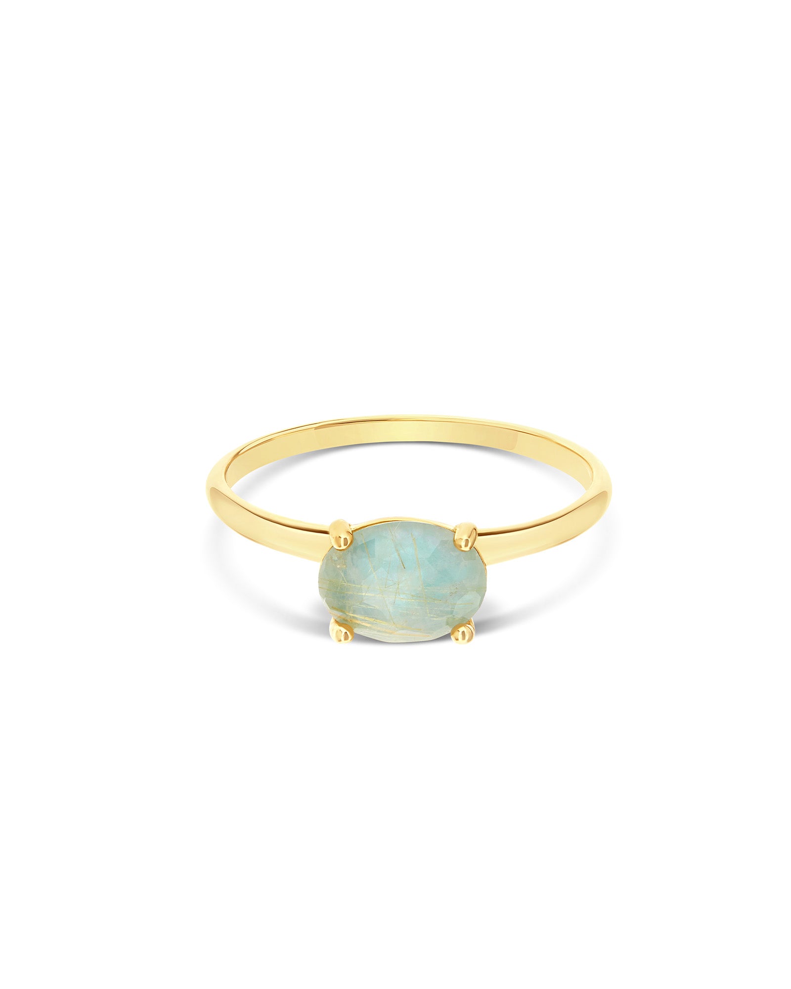 "Ipanema Maré" ring in polished gold, with triplet in rutilated quartz, mother-of-pearl and amazonite (small)