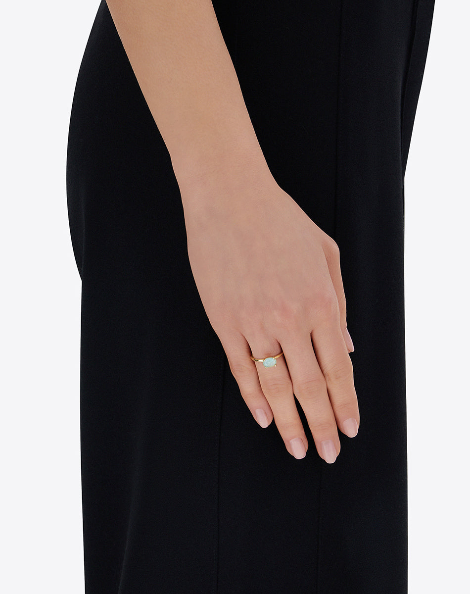 "Ipanema Maré" ring in polished gold, with triplet in rutilated quartz, mother-of-pearl and amazonite (small)