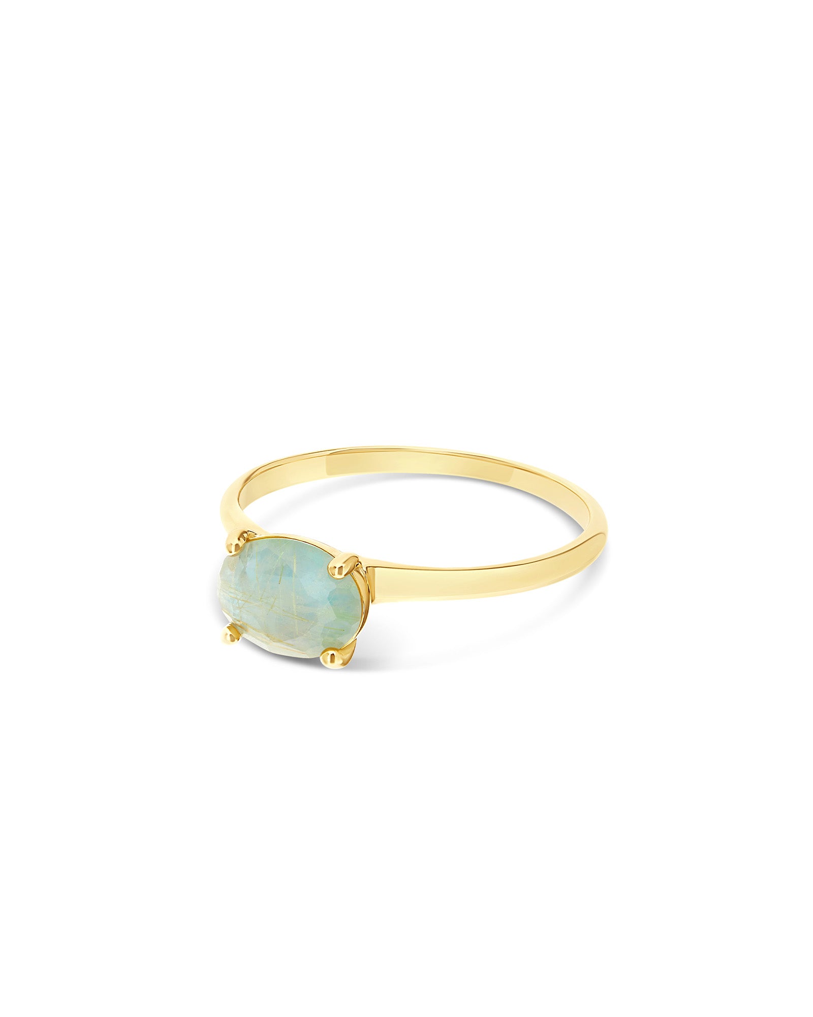 "Ipanema Maré" ring in polished gold, with triplet in rutilated quartz, mother-of-pearl and amazonite (small)