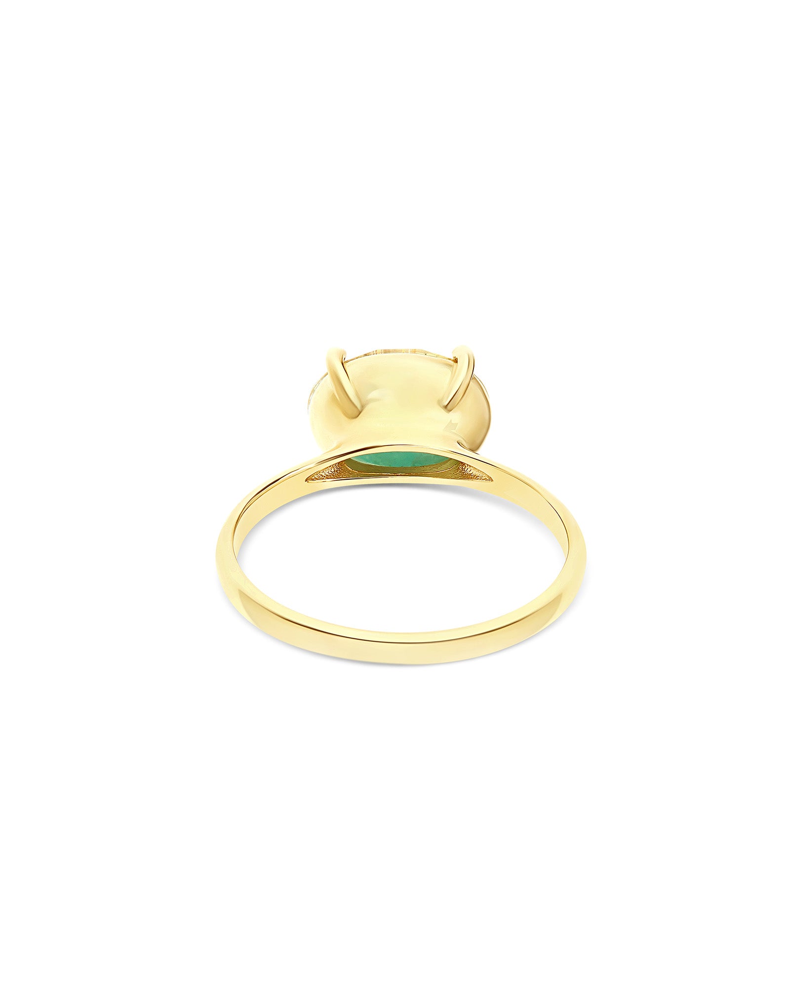 "Ipanema Maré" ring in polished gold, with doublet in rutilated quartz, mother-of-pearl and amazonite (medium)