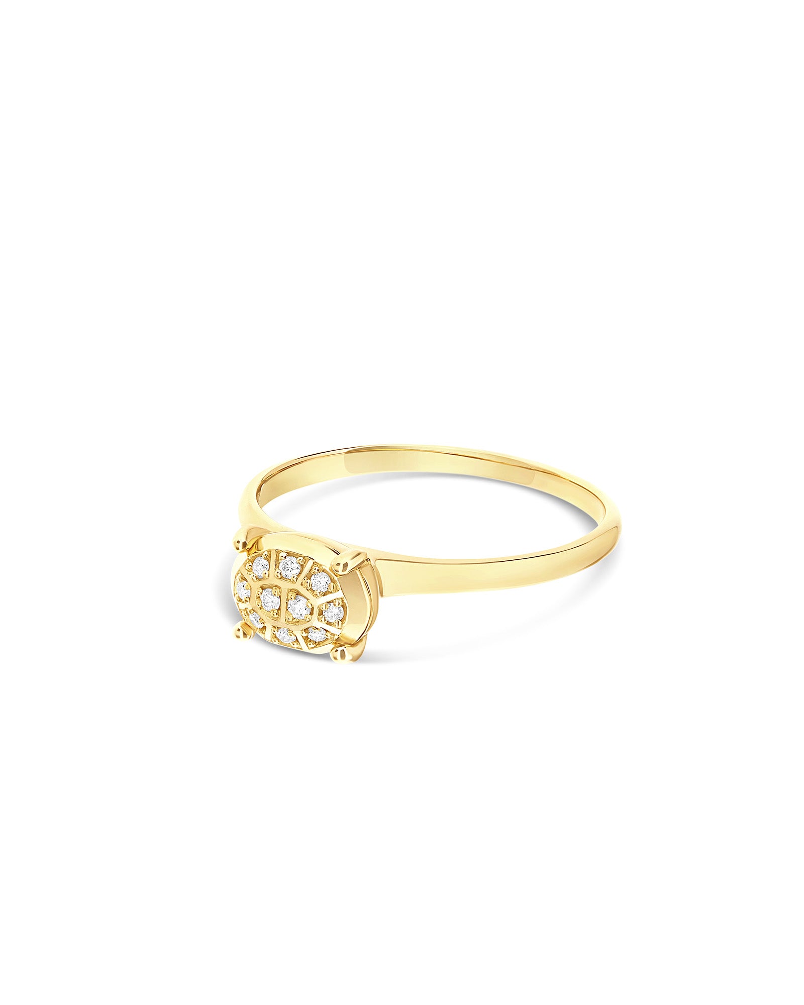 "Ipanema" solitaire ring in polished gold with diamond details (small)