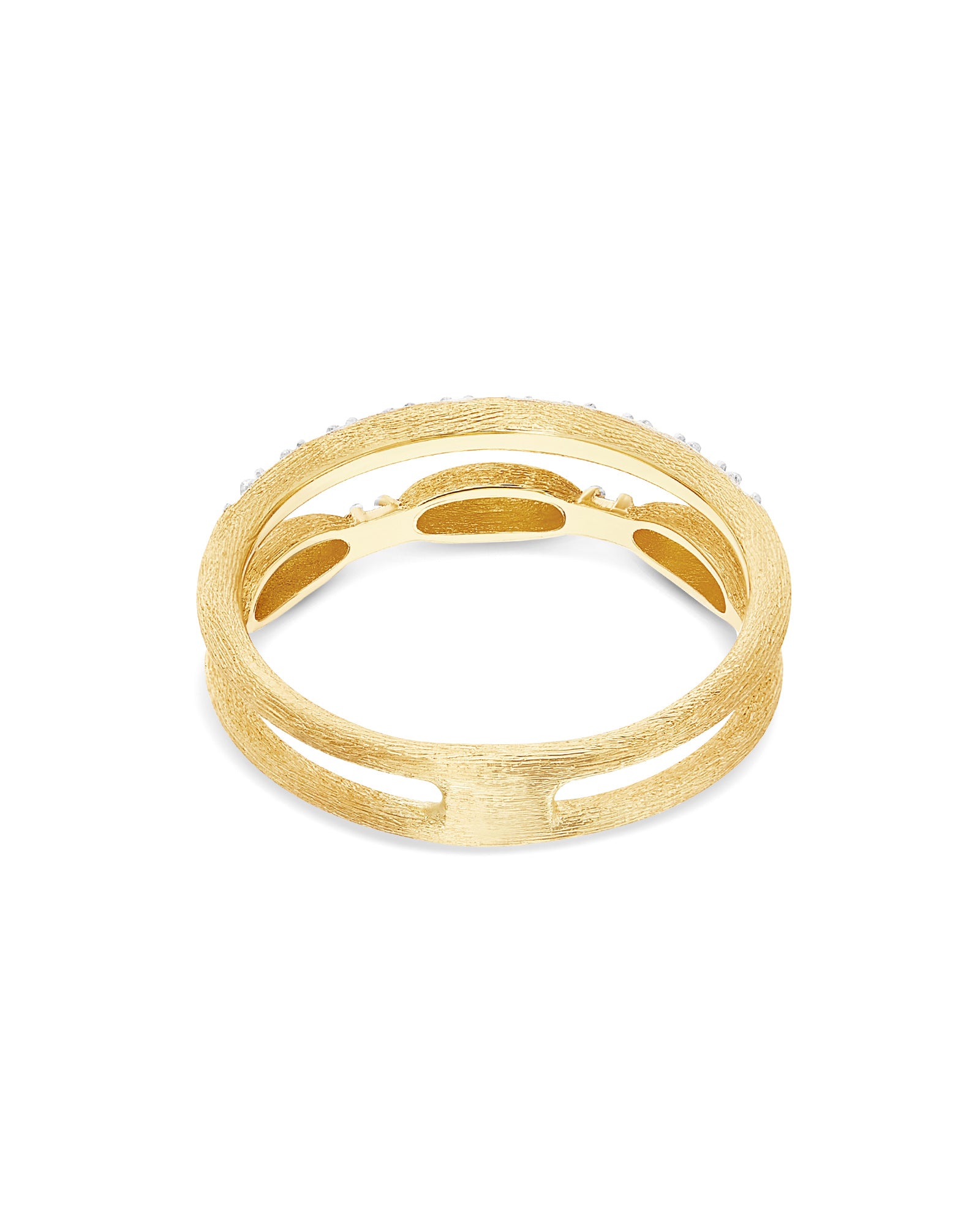 "Élite" Irregular Gold boules and diamonds double-band Ring