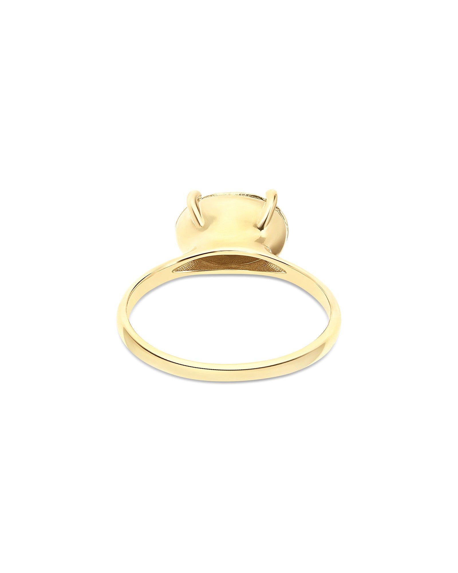 "Ipanema" solitaire ring in polished gold with diamond details (medium)