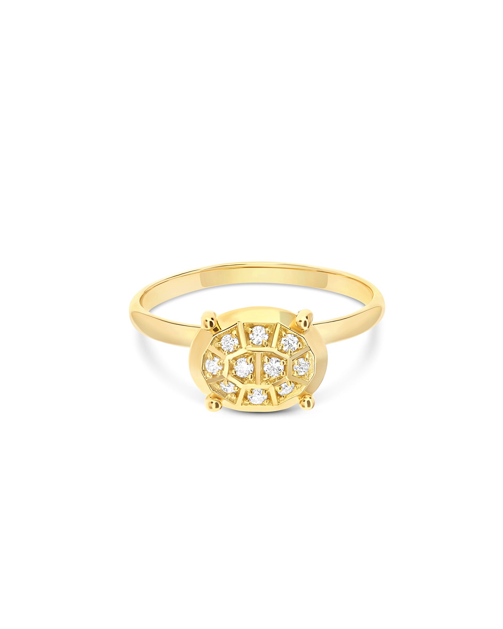 "Ipanema" solitaire ring in polished gold with diamond details (medium)