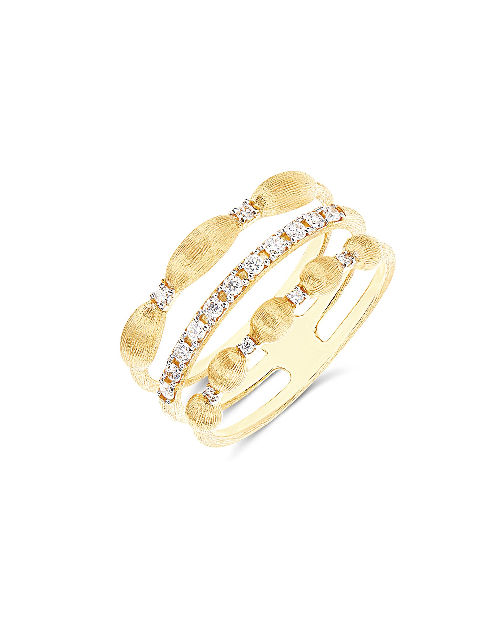 "Élite" Gold and diamond triple-band Ring