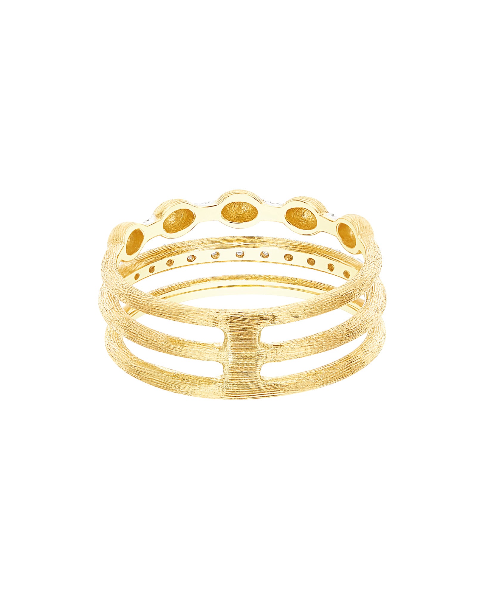 "Élite" Gold and diamond triple-band Ring