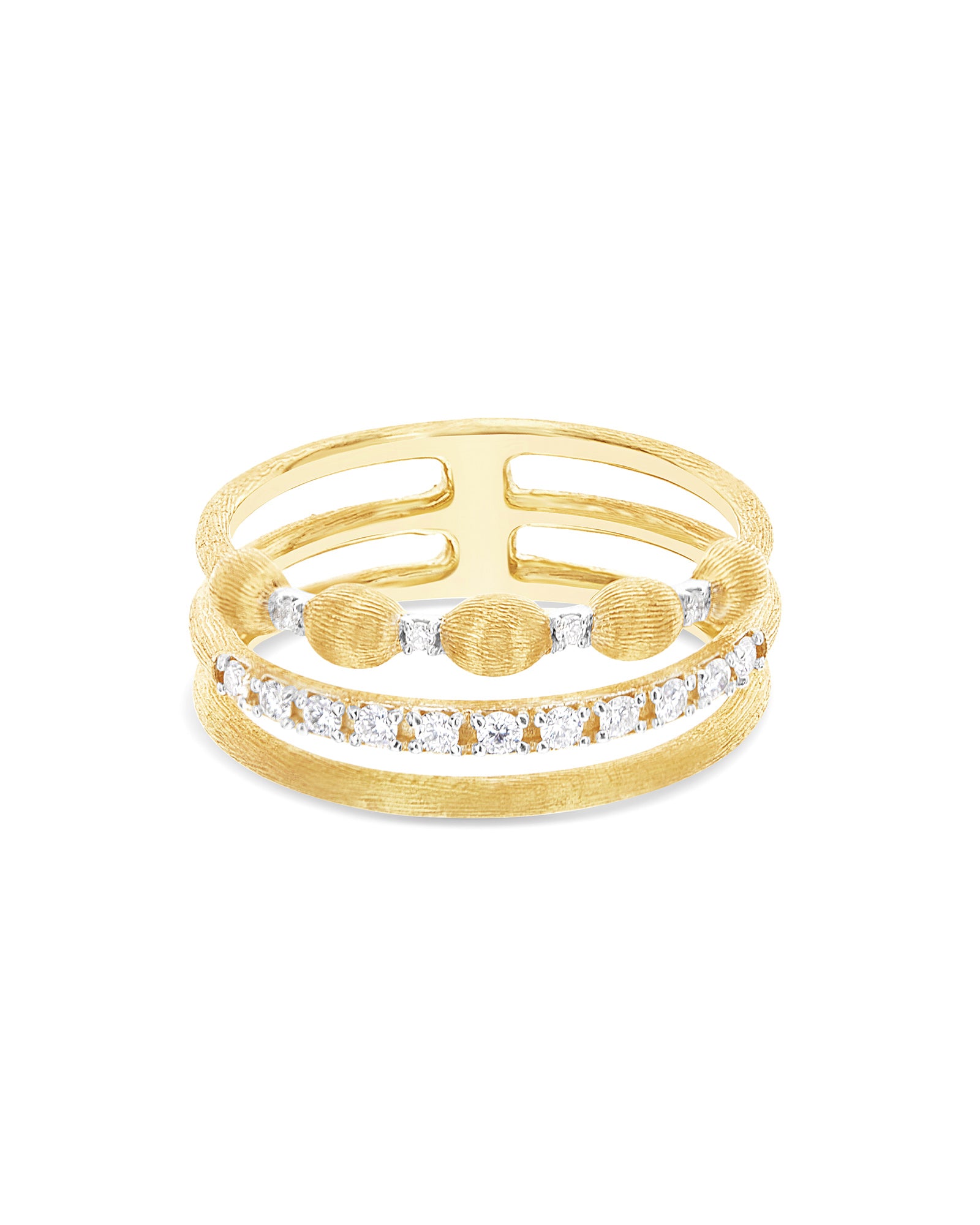 "Élite" Gold and diamond triple-band Ring