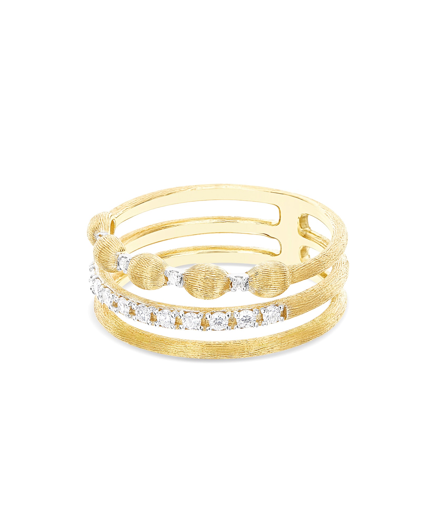 "Élite" Gold and diamond triple-band Ring