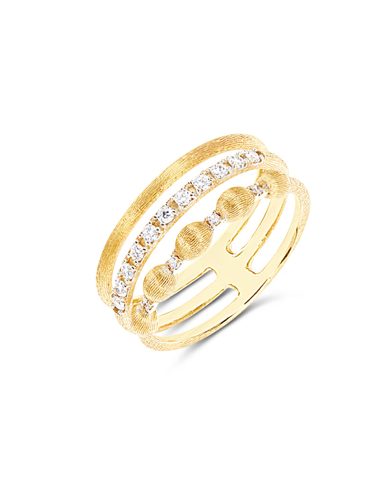 "Élite" Gold and diamond triple-band Ring