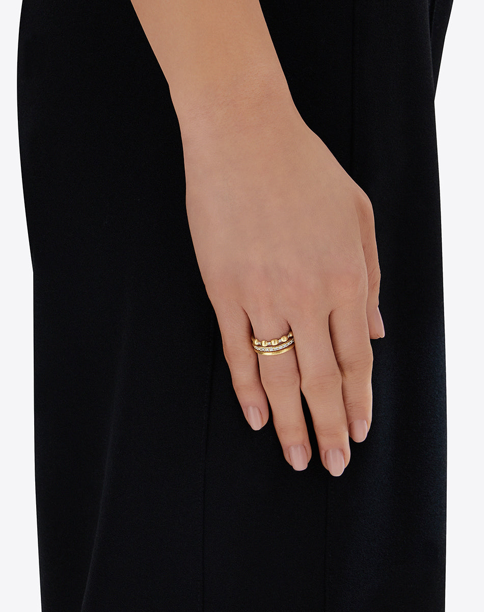 "Élite" Gold and diamond triple-band Ring