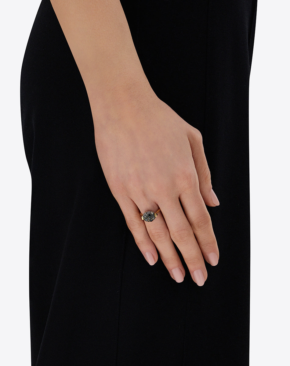 "Reverse" Gold, Diamonds, Rubies and Rock Crystal Double-face ring (SMALL)
