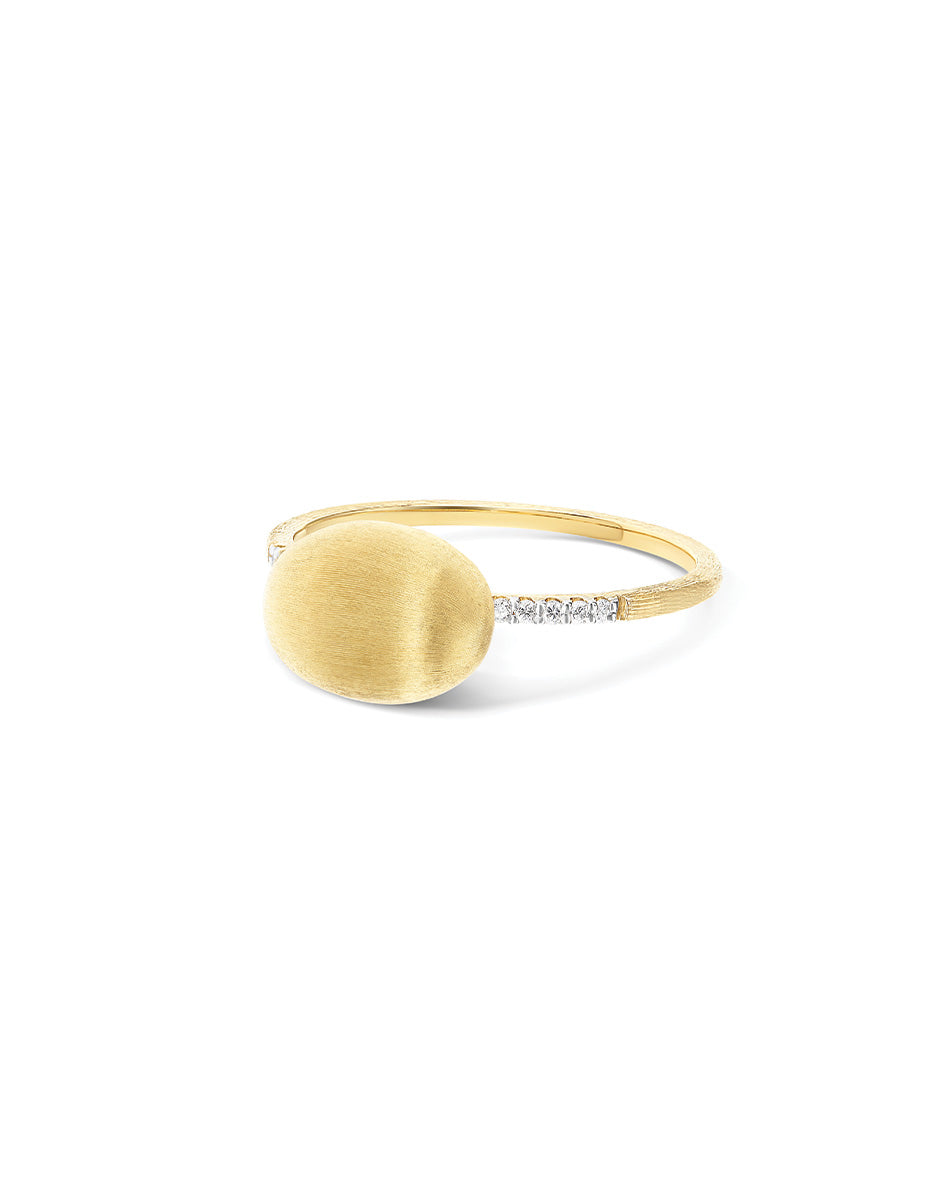 "Élite" Diamonds and Hand-Engraved Gold Boule ring (small)