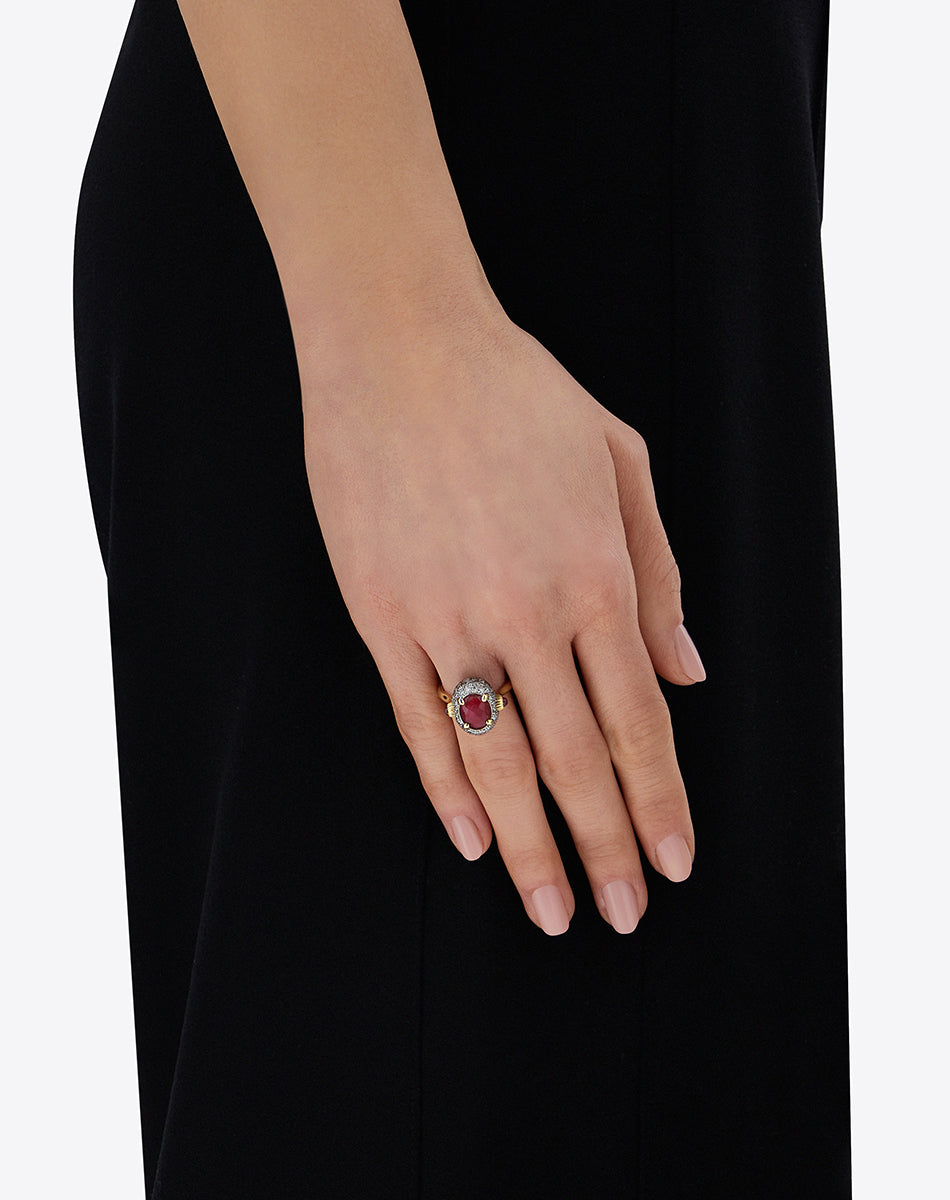 "Reverse" Gold, Diamonds, Rubies and Rock Crystal Double-face ring (MEDIUM)