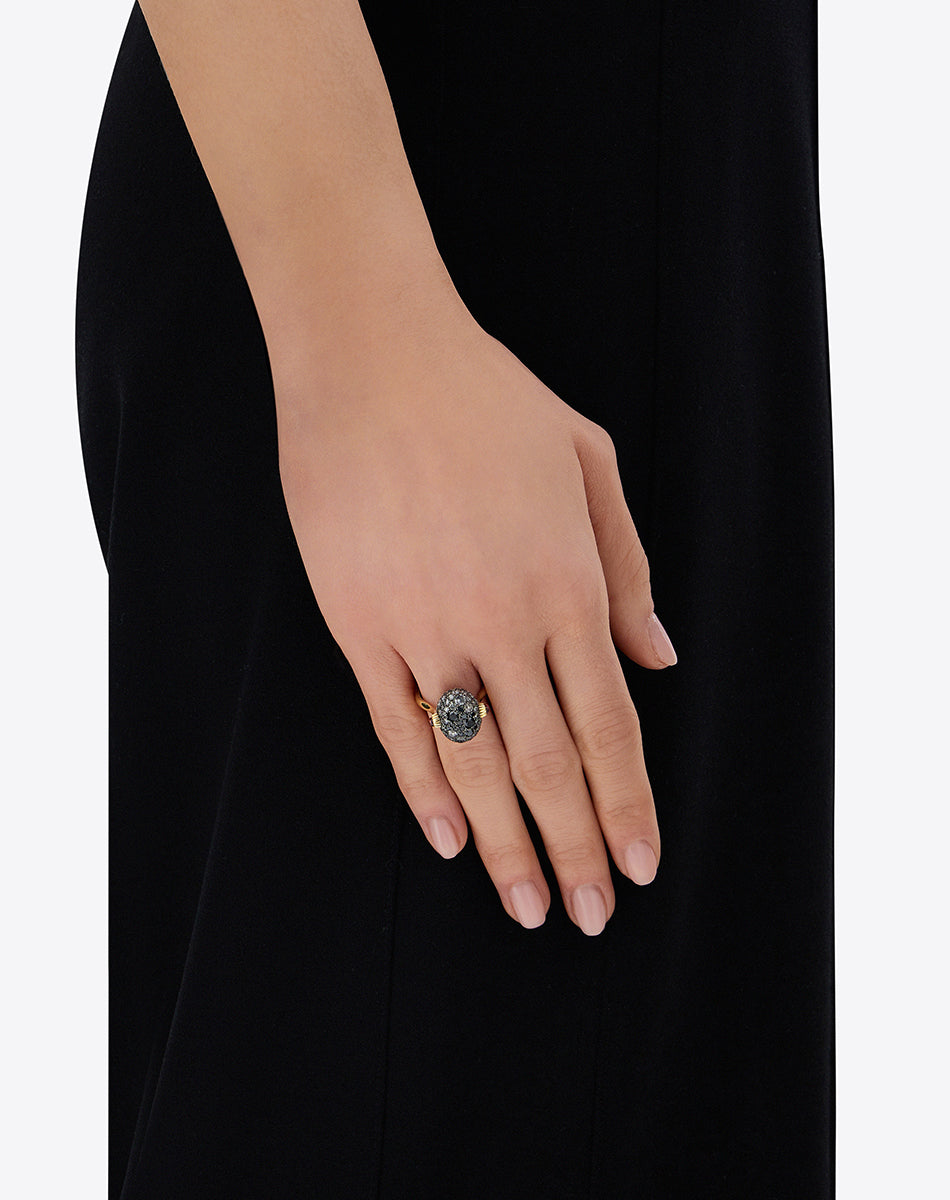 "Reverse" Gold, Diamonds, Rubies and Rock Crystal Double-face ring (MEDIUM)