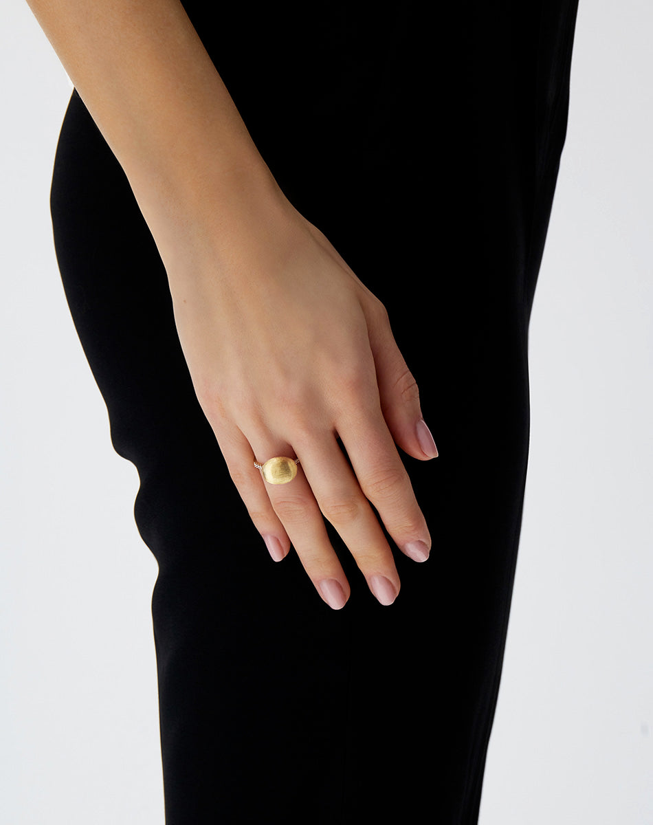 "Élite" Gold Boule and Diamond Ring (medium)