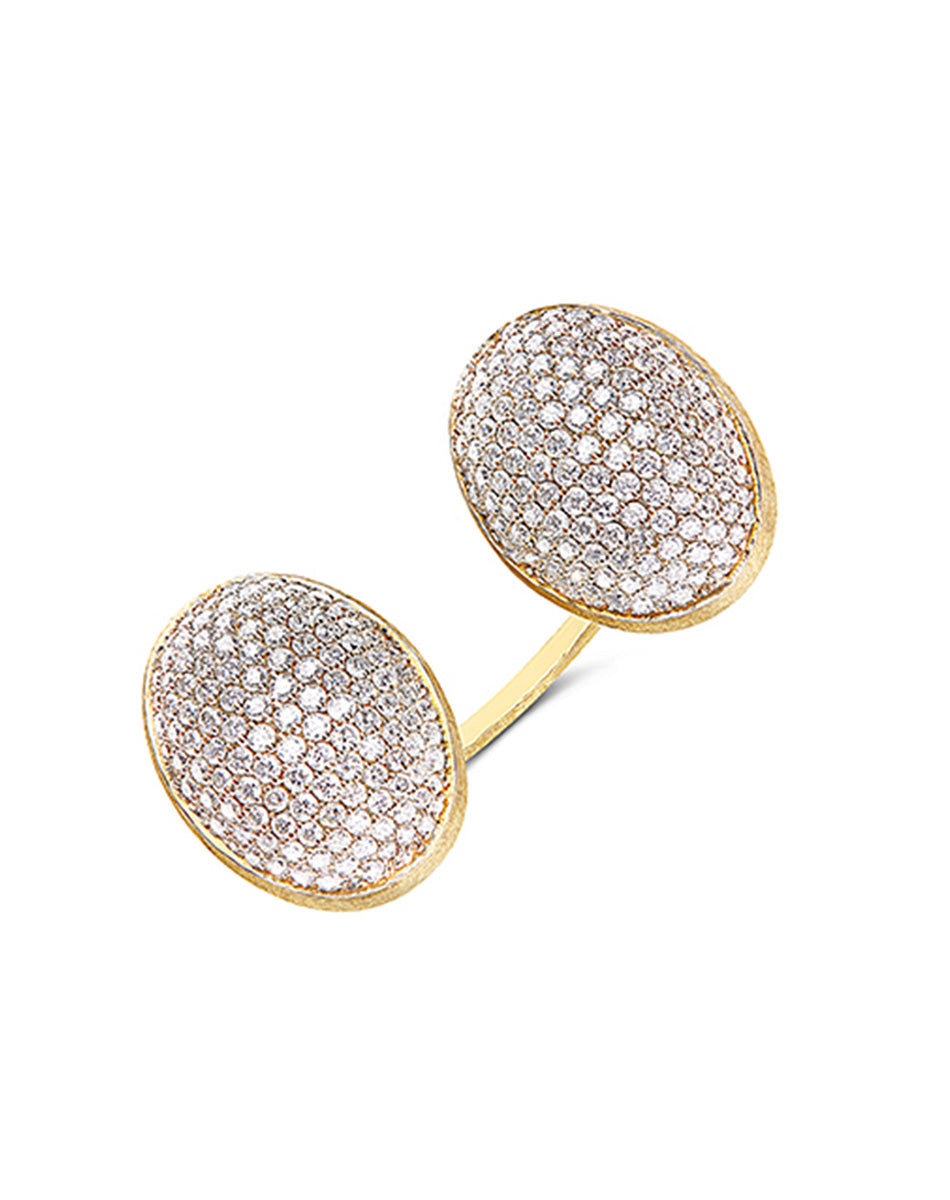 "Bubble" Statement Ring with two gold and diamonds boules (LARGE)