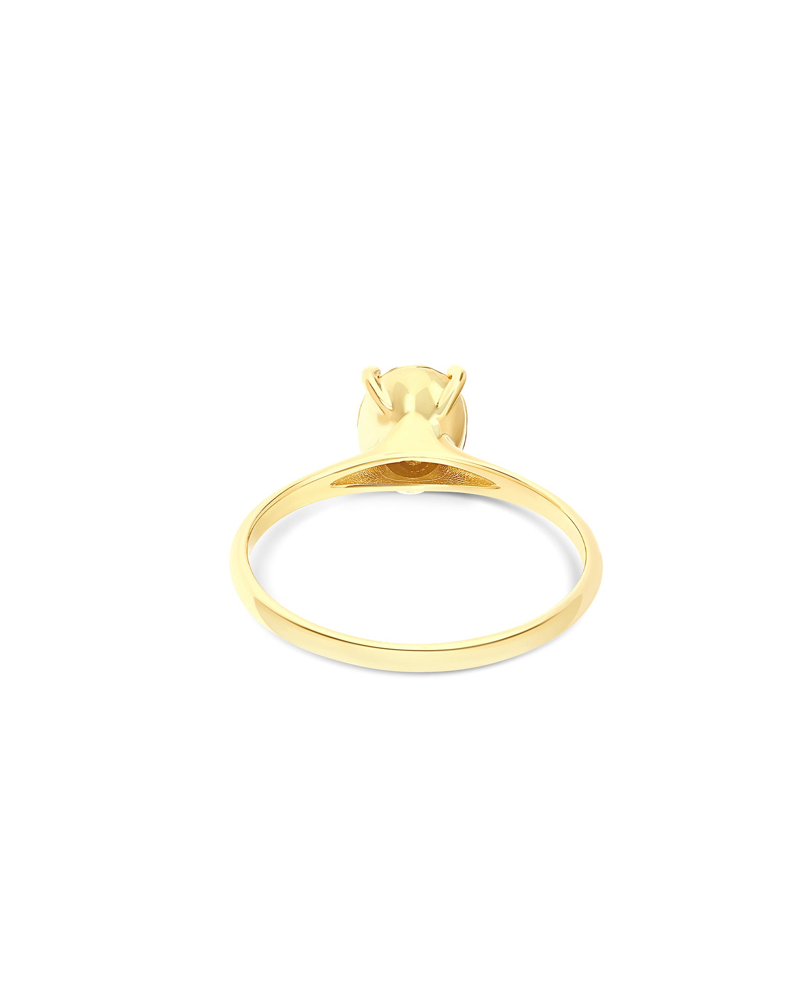 "Ipanema" solitaire ring in polished gold with diamond details (small)