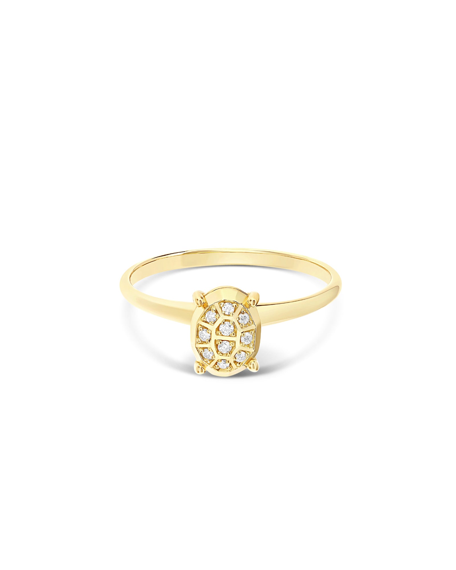 "Ipanema" solitaire ring in polished gold with diamond details (small)