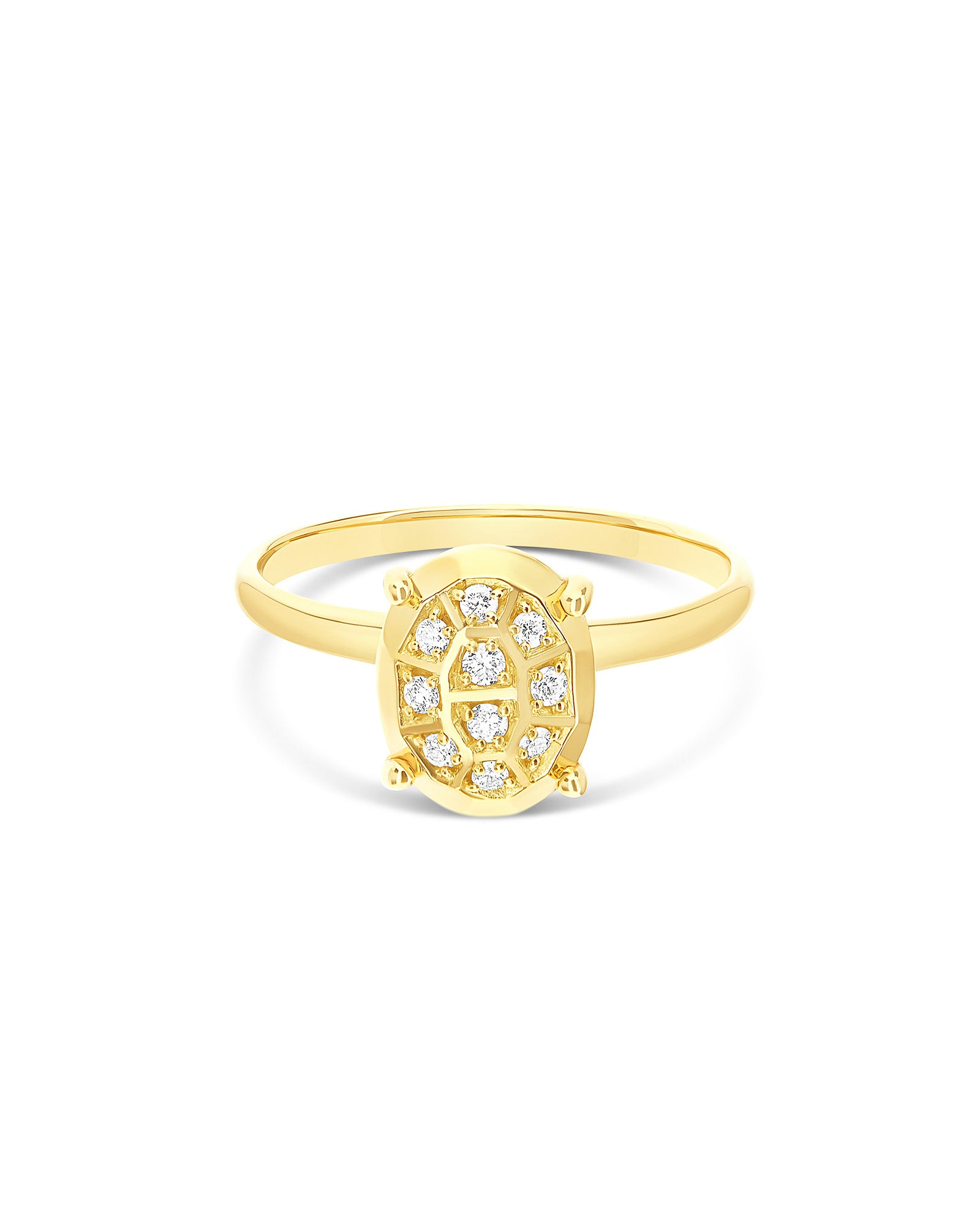 "Ipanema" solitaire ring in polished gold with diamond details (medium)