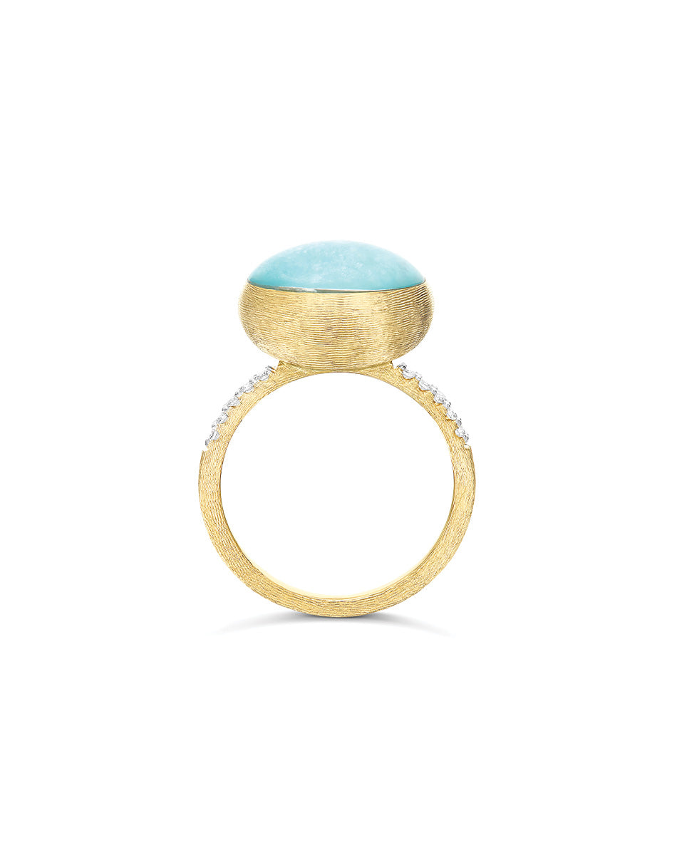 "Boules" Anice gold, diamond, rock crystal, and amazonite ring (Medium)