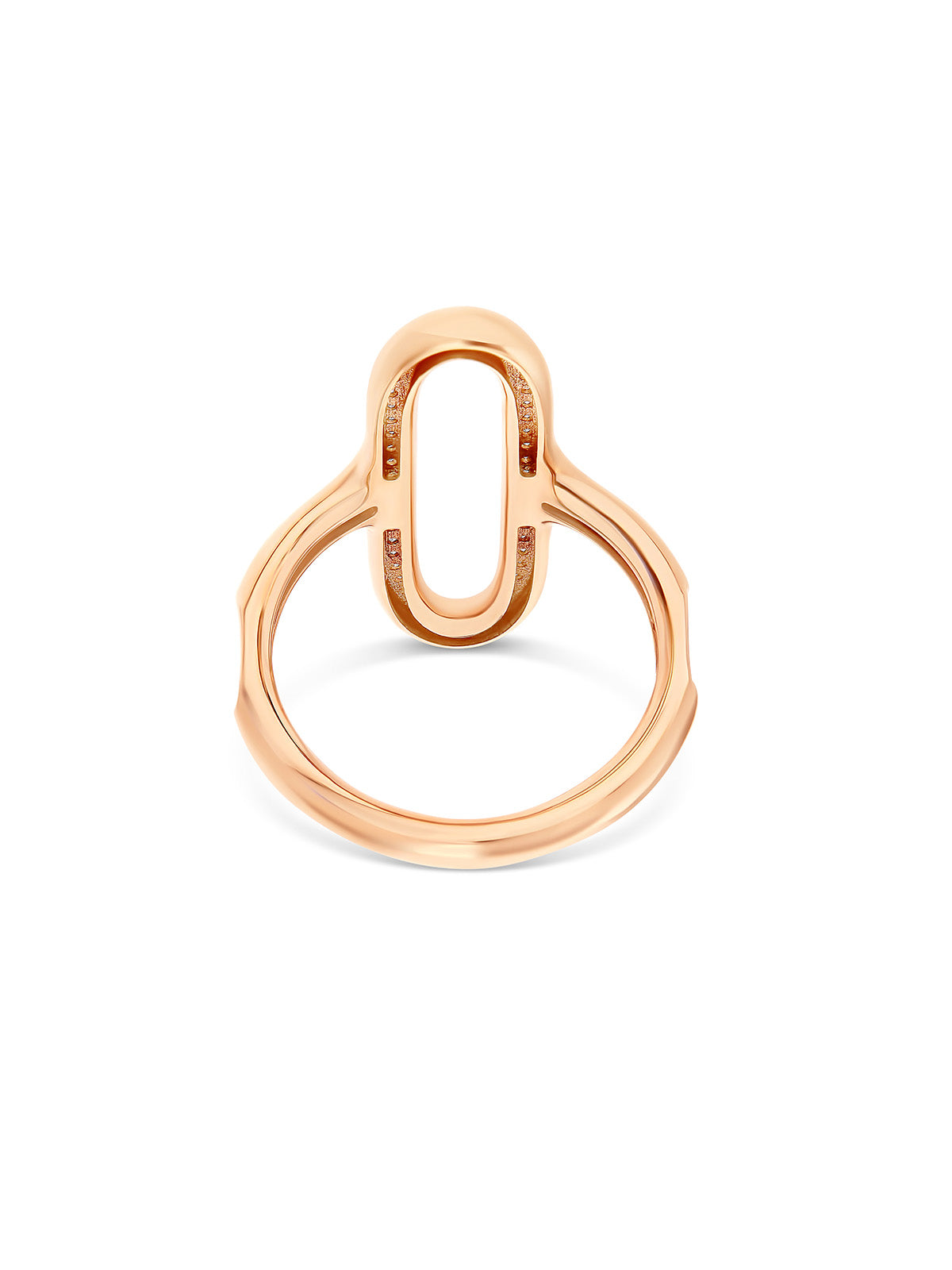 "Libera" rose gold and diamonds big oval signet ring