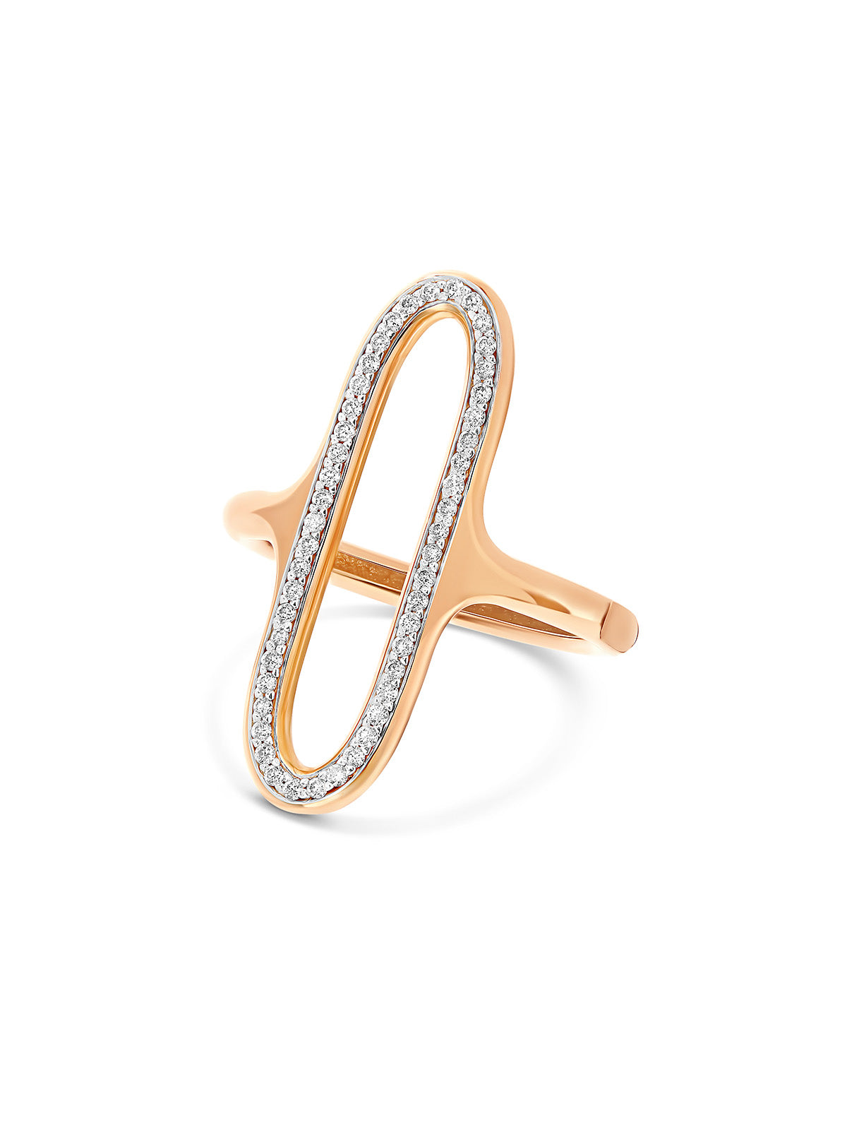 "Libera" rose gold and diamonds big oval signet ring