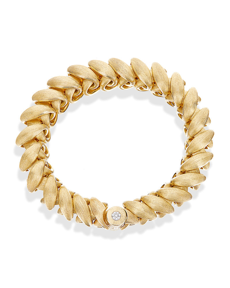 Trasformista bracelet and necklace, in engraved gold and dimaonds