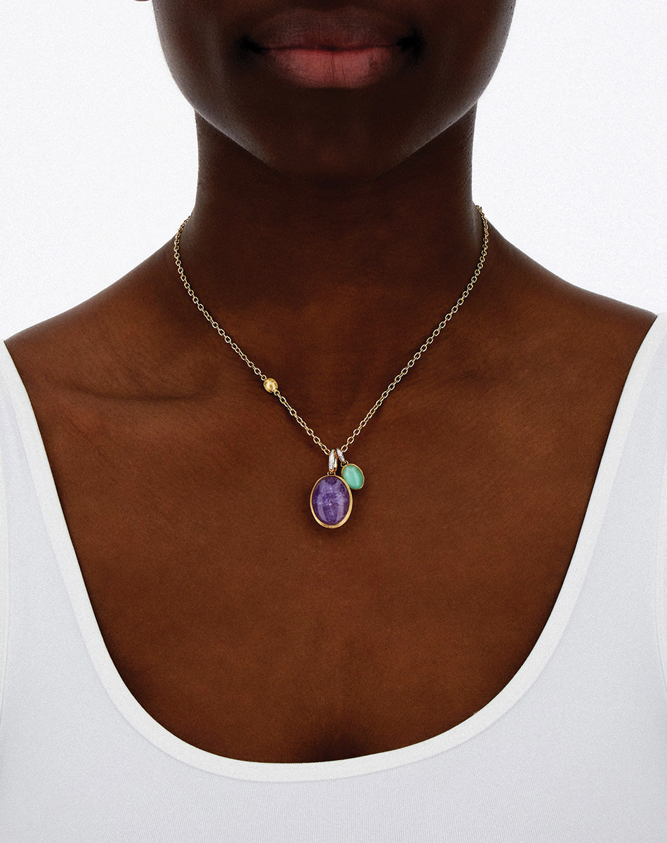 "Boules" Lattementa charm in hand-engraved gold, diamonds, rock crystal, and jadeite (small)