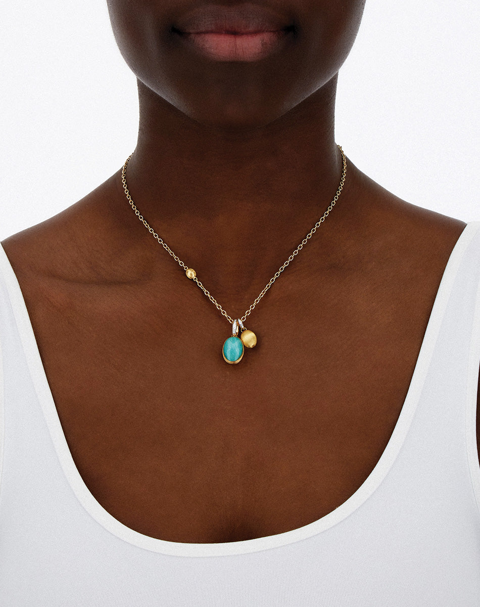 "Boules" charm in hand-engraved gold and diamond (small)