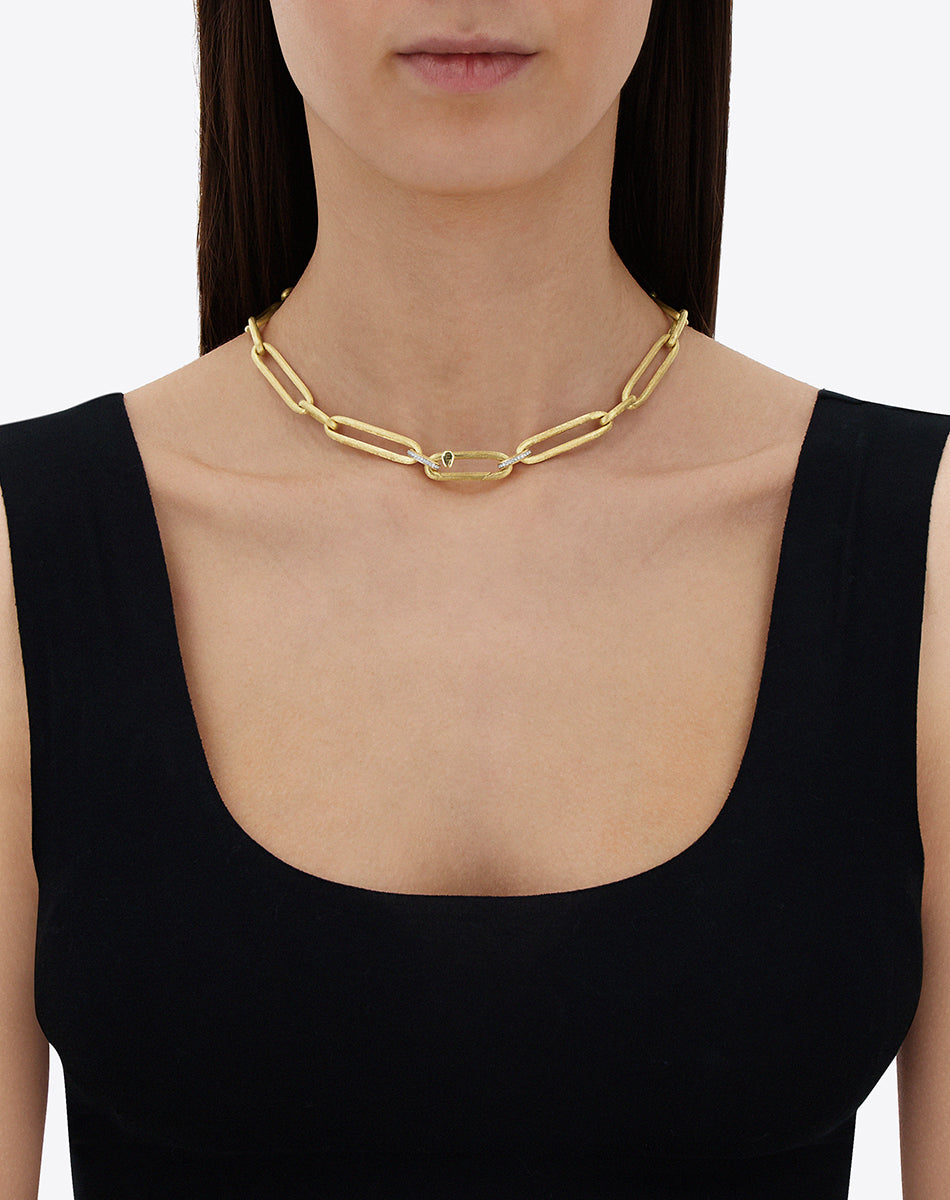 Libera Gold Necklace Chain with Diamonds