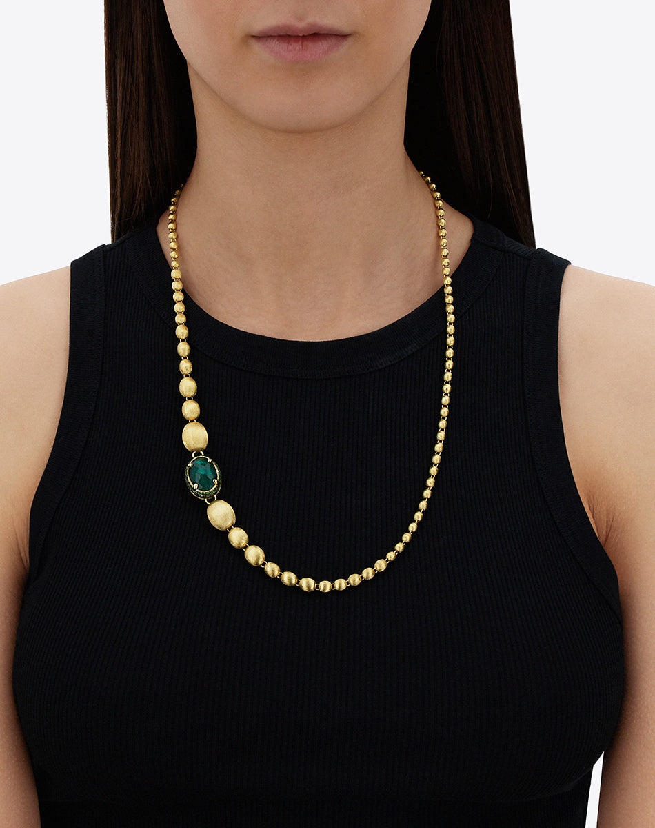 "Reverse" Gold, Sapphire, Tsavorite, Amethyst, Green Labradorite and Rock Crystal Convertible Y Necklace (LARGE)