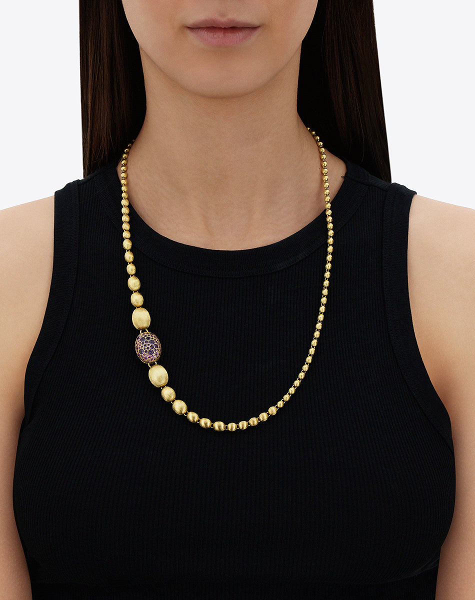 "Reverse" Gold, Sapphire, Tsavorite, Amethyst, Green Labradorite and Rock Crystal Convertible Y Necklace (LARGE)