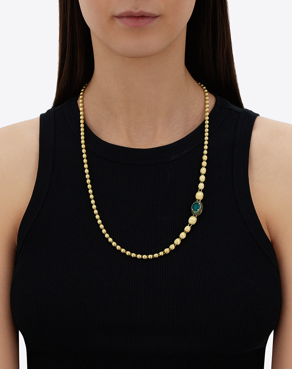 "Reverse" Gold, Sapphire, Tsavorite, Amethyst, Green Labradorite and Rock Crystal Convertible Y Necklace (SMALL)