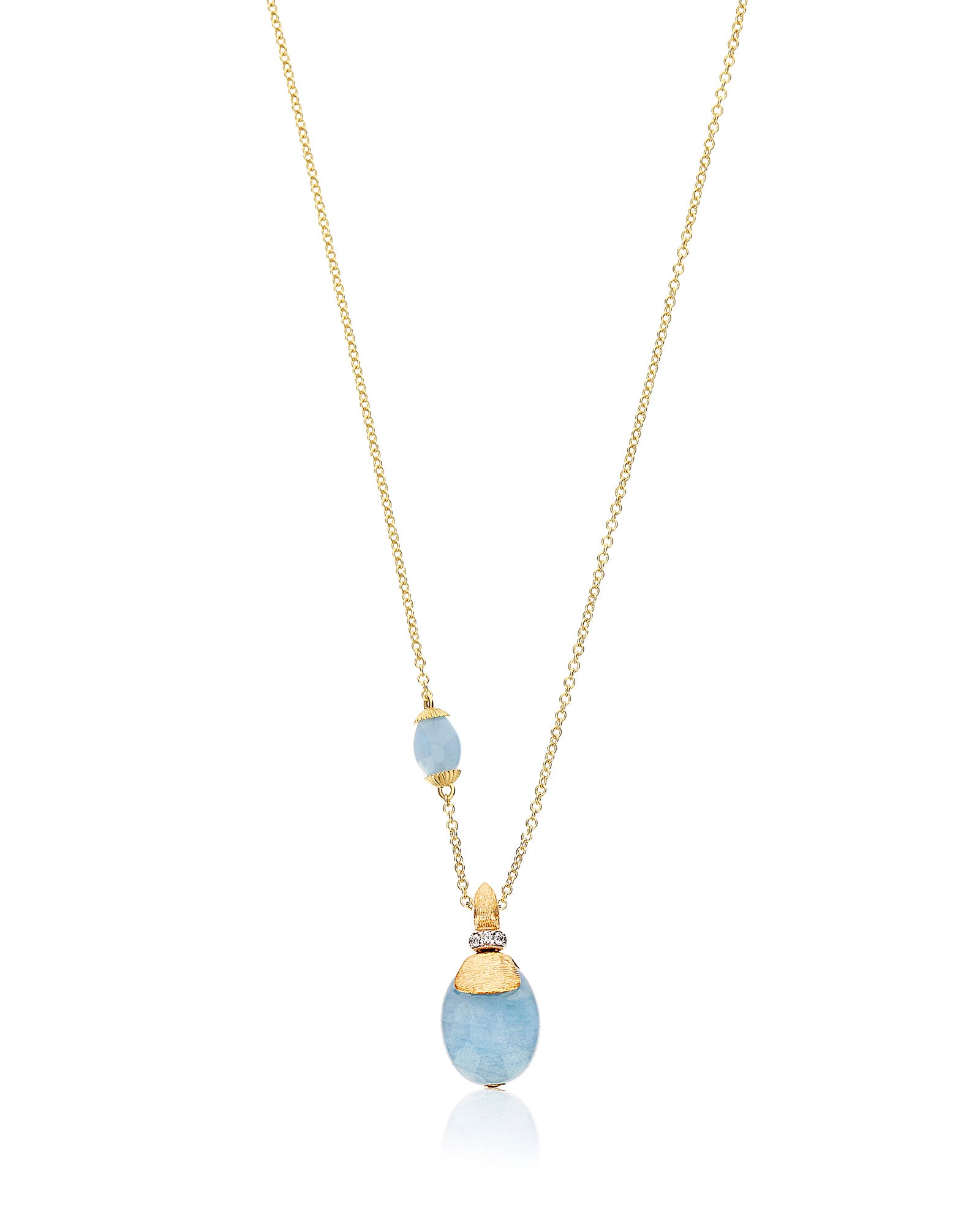 "Azure" Gold, diamonds and Aquamarine necklace (small)