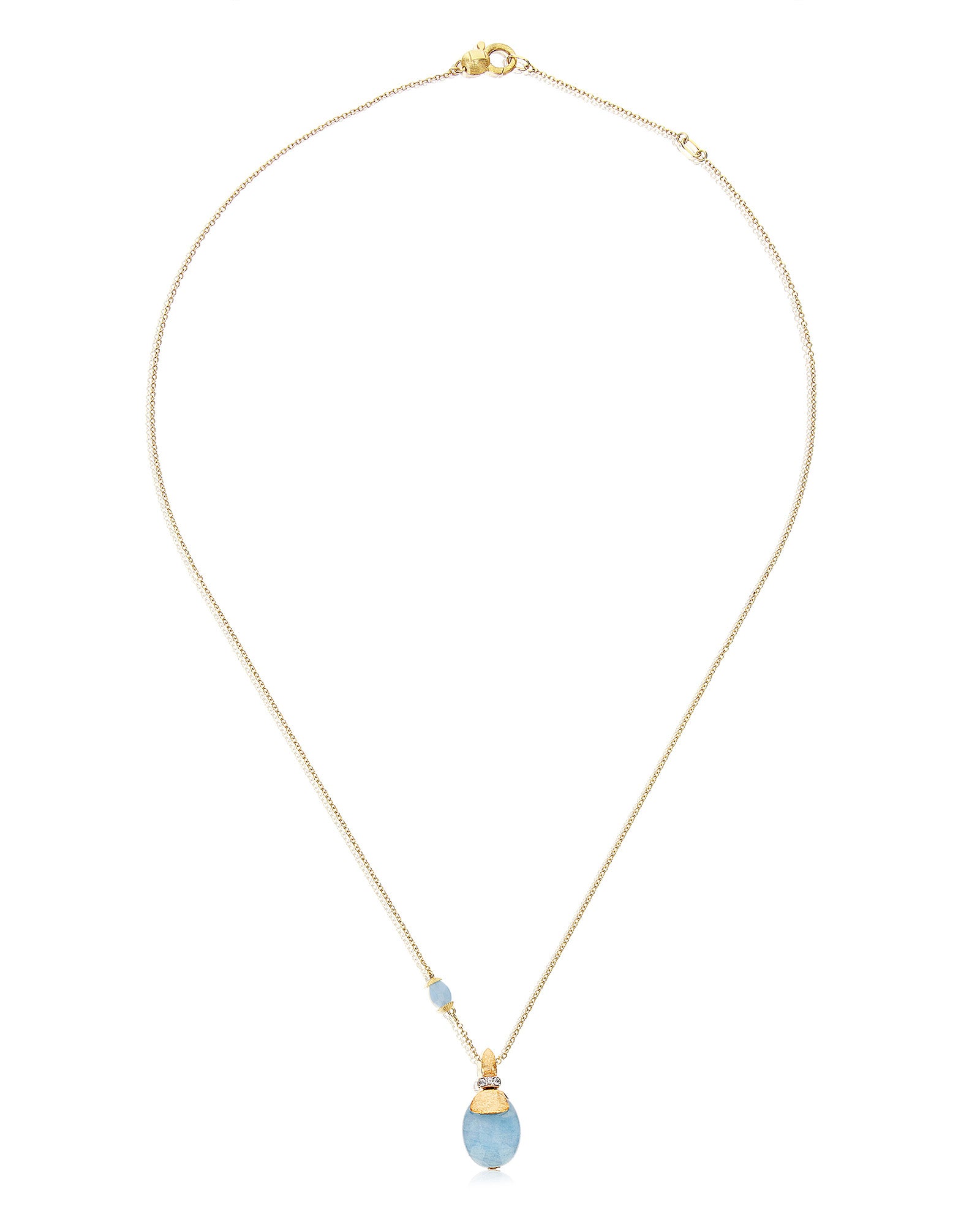 "Azure" Gold, diamonds and Aquamarine necklace (small)