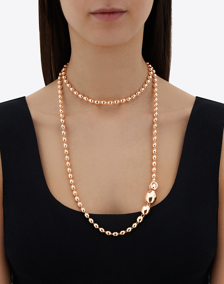 "Ivy" rose gold boules and diamonds iconic convertible necklace (long)