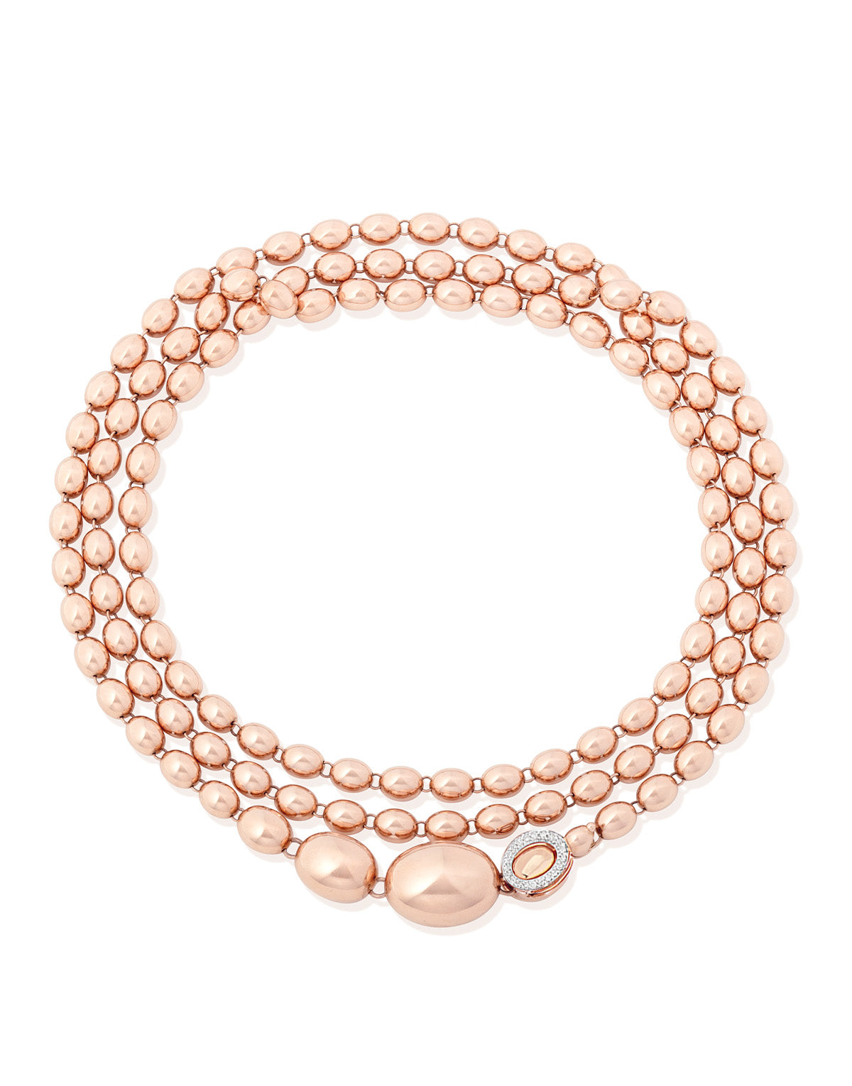"Ivy" rose gold boules and diamonds iconic convertible necklace (long)