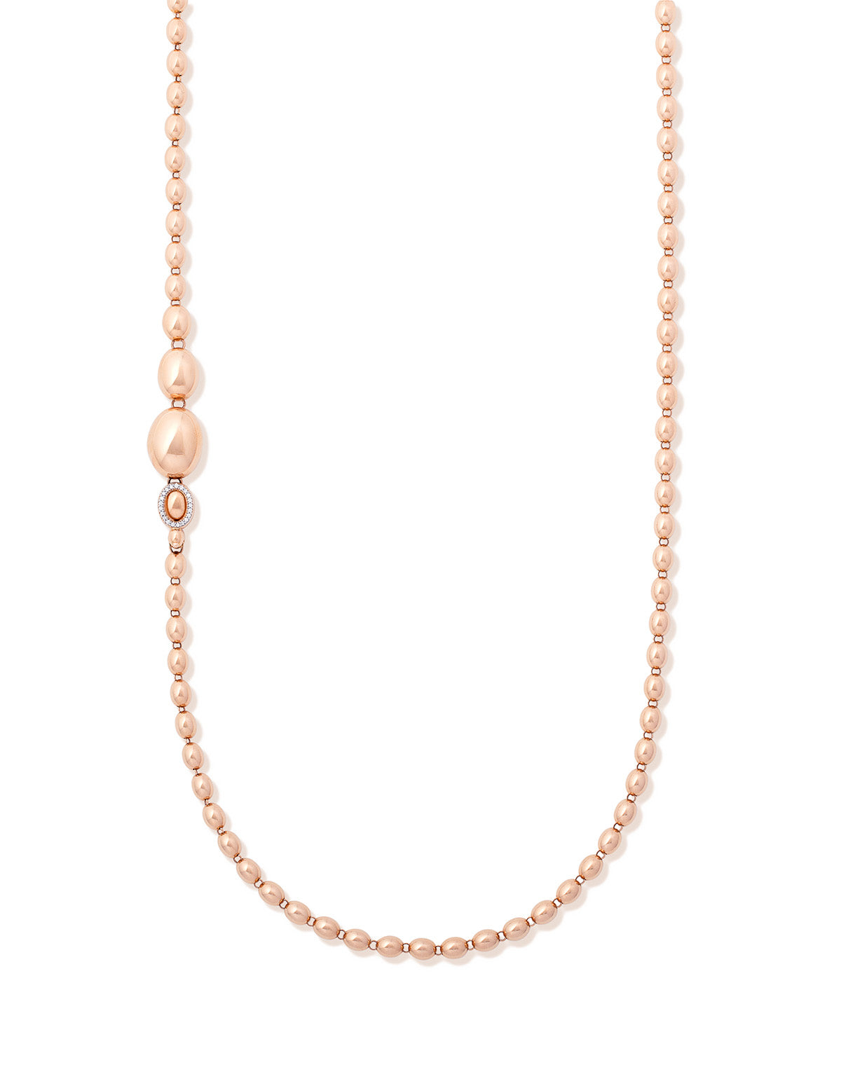 "Ivy" rose gold boules and diamonds iconic convertible necklace (long)