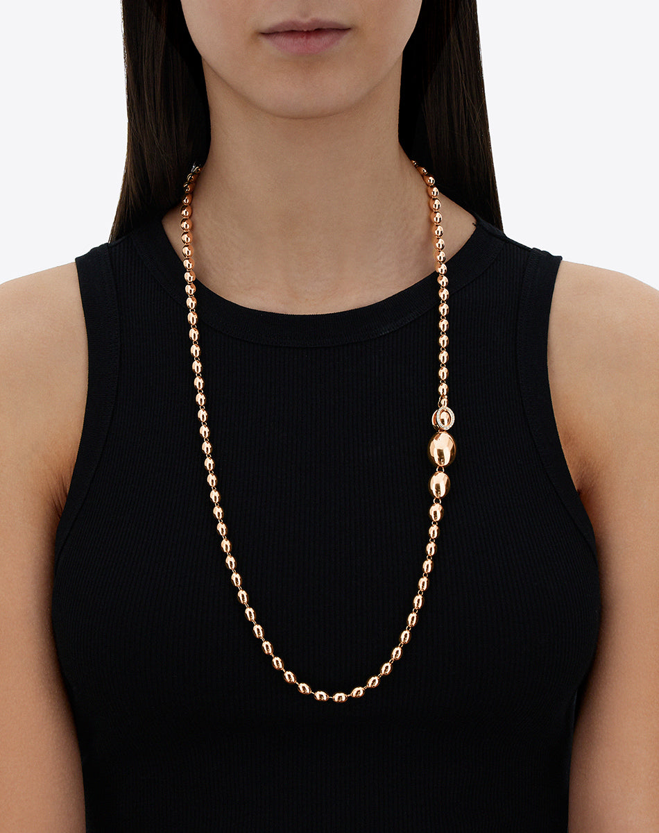 "Ivy" rose gold boules and diamonds iconic convertible necklace (short)