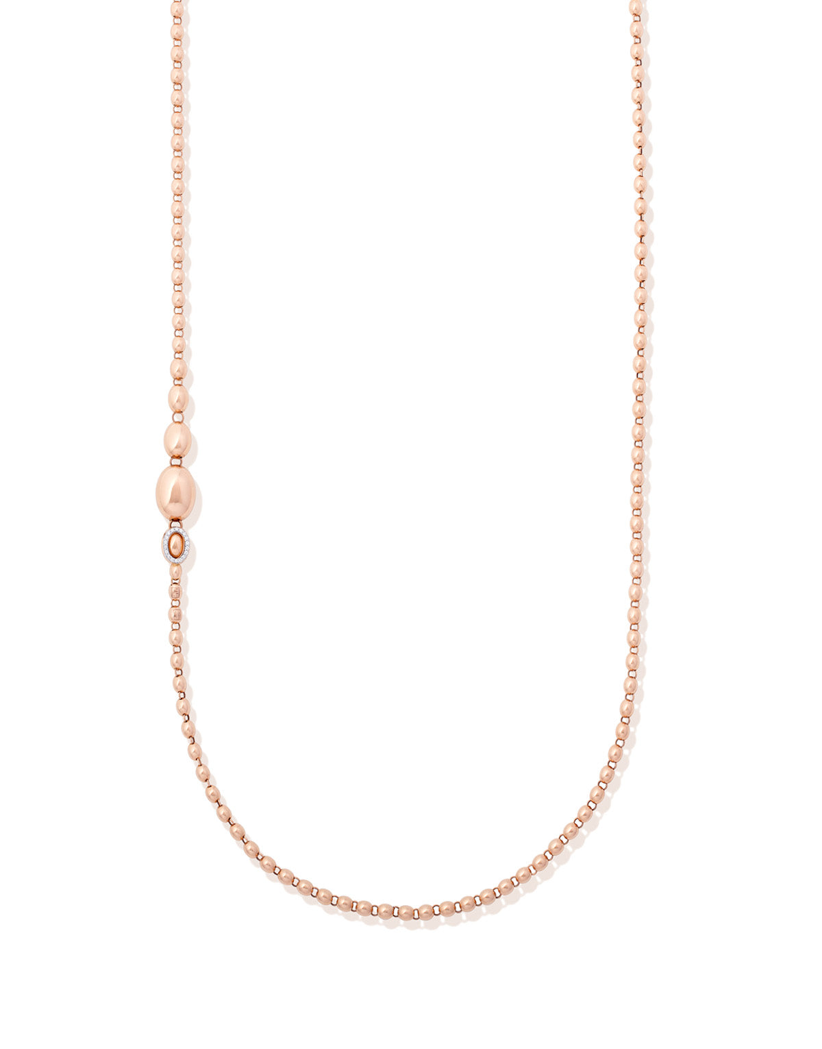 "IVY slim" in rose gold boules and diamonds convertible statement necklace (large)