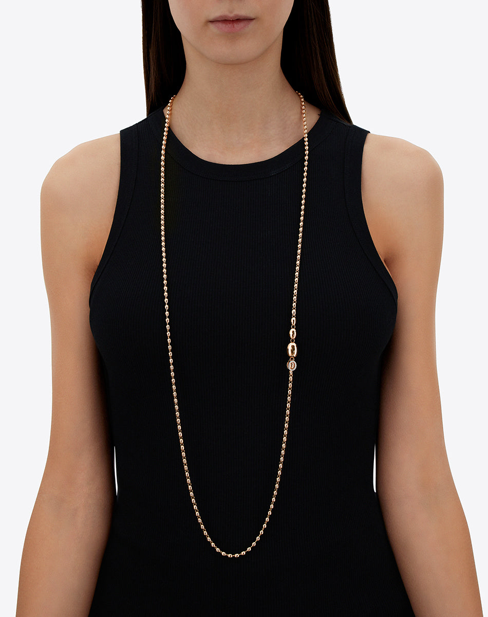 "IVY slim" in rose gold boules and diamonds convertible statement necklace (large)