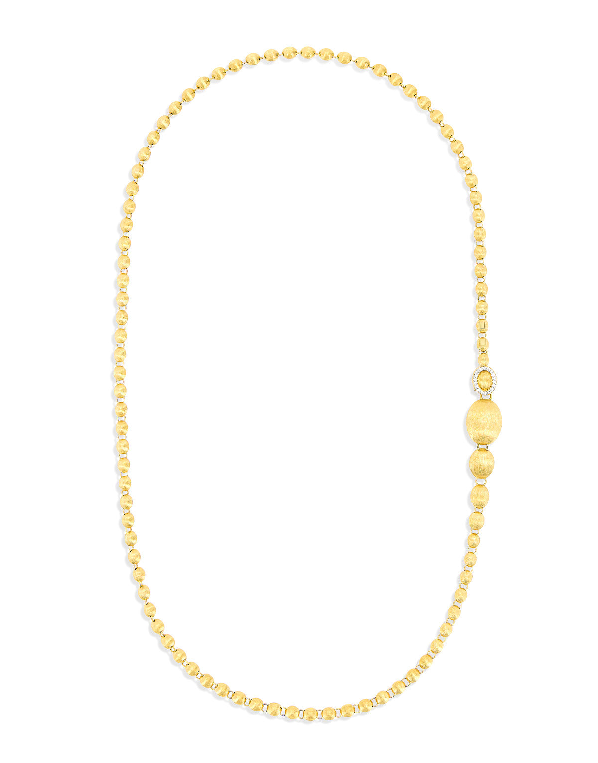 "ivy" Slim hand-engraved gold boules and diamonds convertible statement necklace (short)