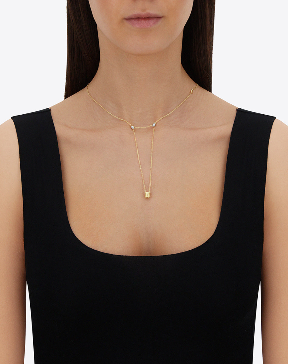 "Luce" 3 in 1 Gold and diamonds convertible necklace (SMALL)