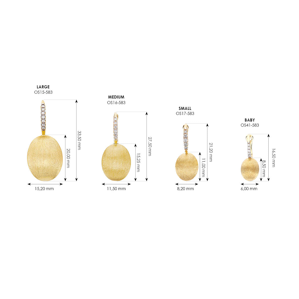 "Baby ciliegina" gold ball drop earring with diamonds details